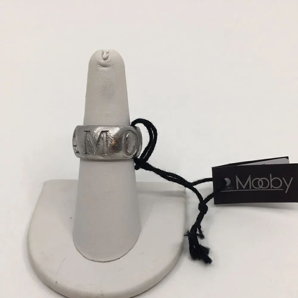 MOOBY AMORE silver tone textured chunky ring Sz 6.75